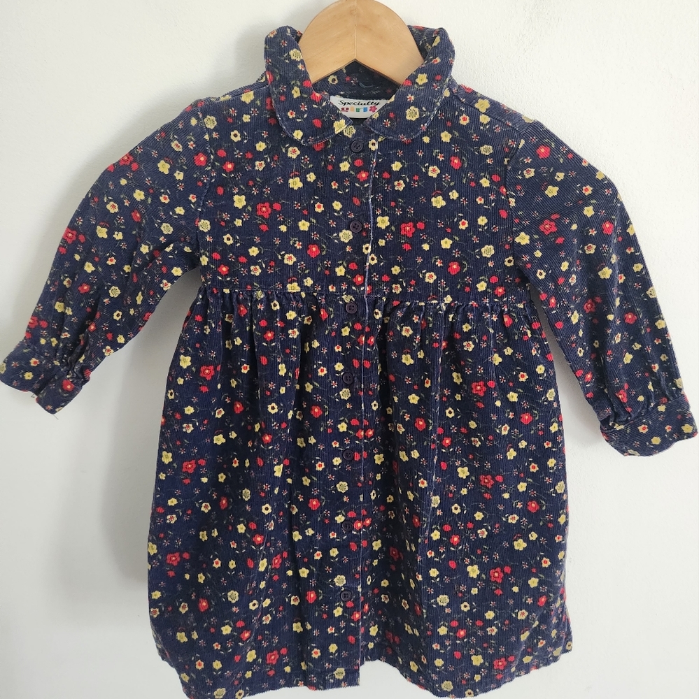 Specialty Girl Floral Corduroy Button Up Dress Size 4T